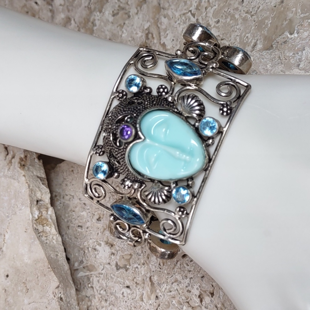 Artisan Crafted Goddess Head Gemstone Bracelet
